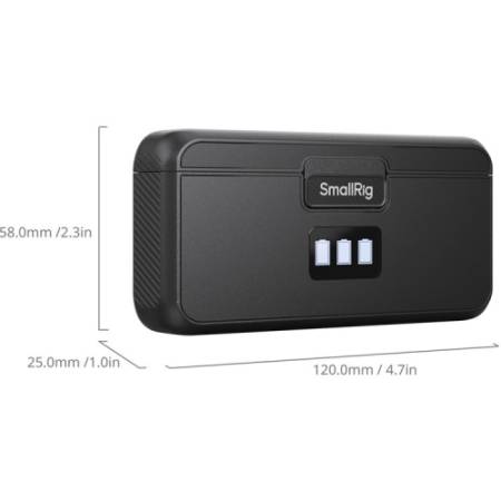 SmallRig 5418 - ładowarka, 3-kanałowe etui ładujące do akumulatorów do GoPro 9/10/11/12 - wymiary